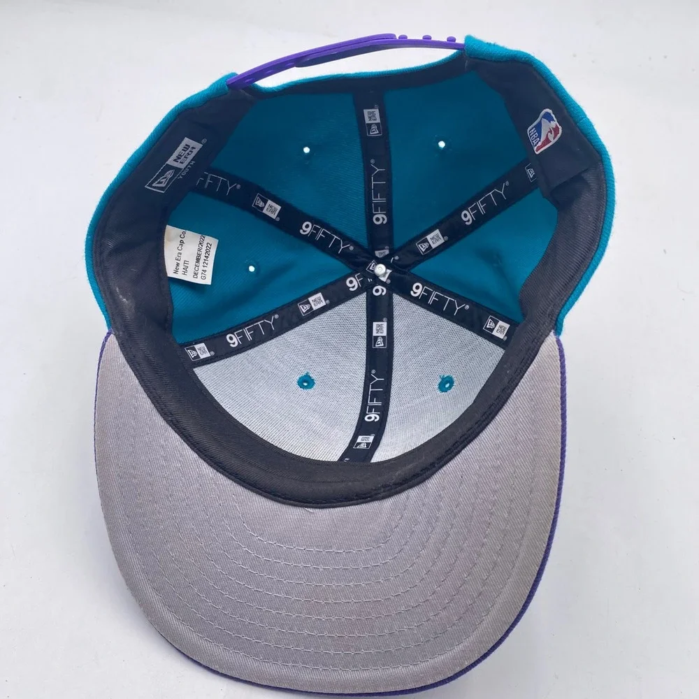 CHARLOTTE HORNETS New Era 9FIFTY Snapback Hat Youth Teal Purple NBA Flat Bill